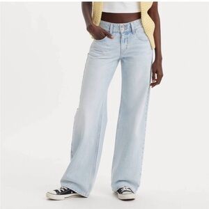 Levi's low rise super low loose jeans- abraided art 27- straight leg 32" inseam